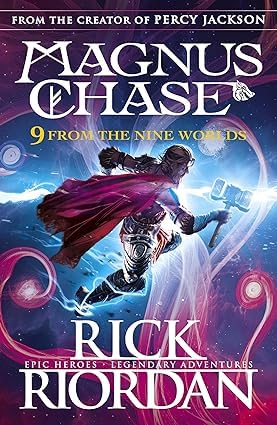 Overhead flat-lay of all seven Kane Chronicles and Magnus Chase paperback books included in this Rick Riordan collection set.
