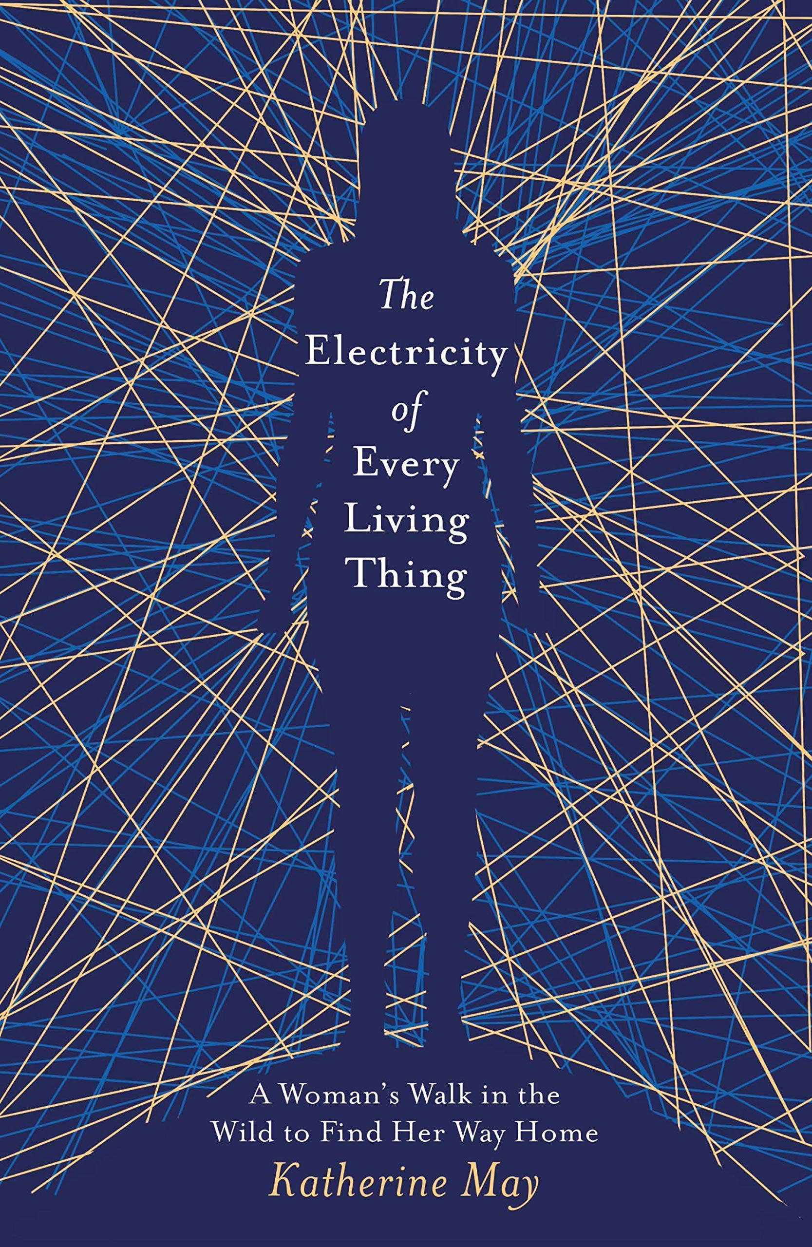 Back covers and spines of Katherine May's Wintering and The Electricity of Every Living Thing paperback memoir set.