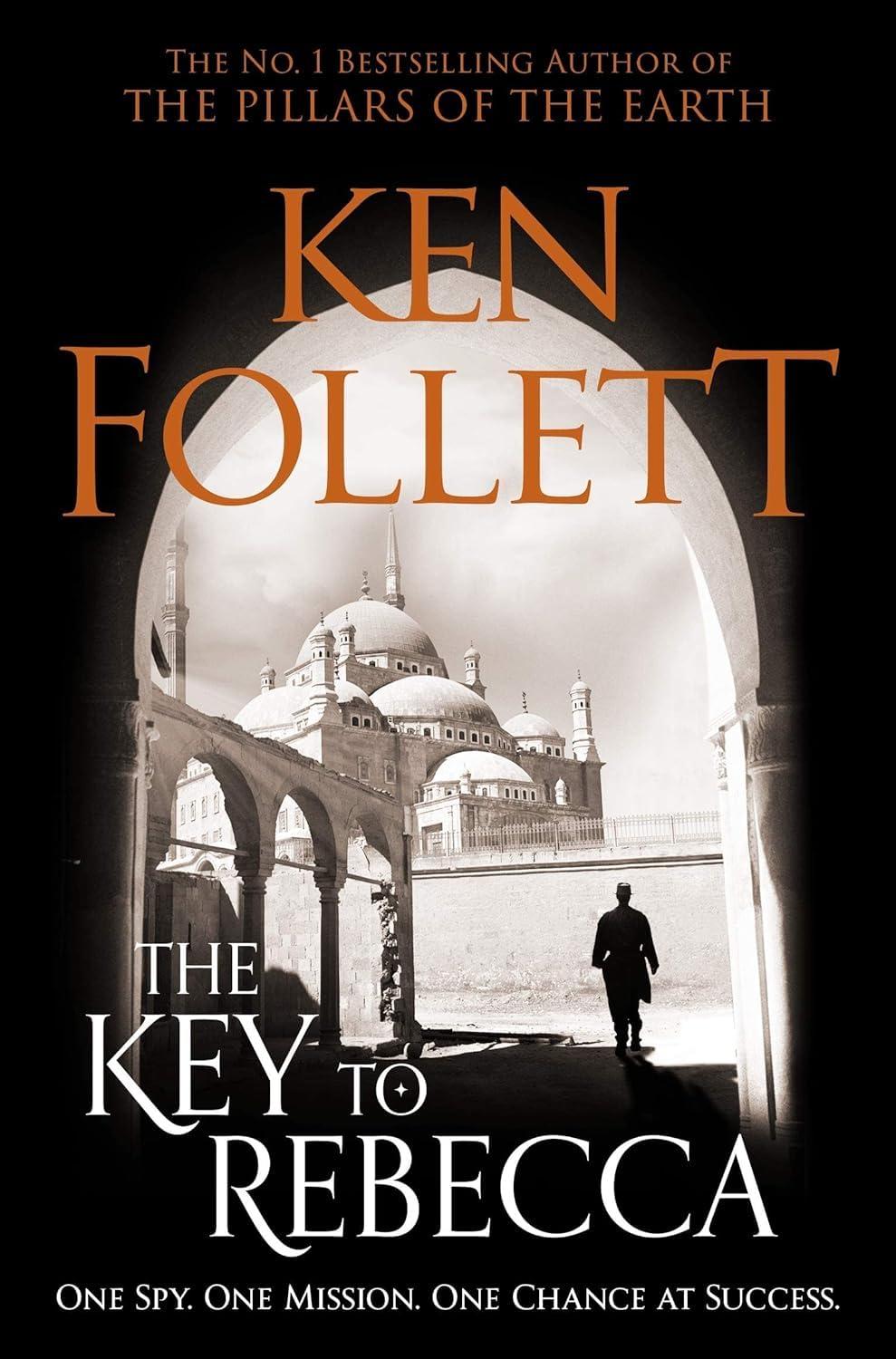 All three Ken Follett paperback thrillers fanned out showing Eye of the Needle, The Key to Rebecca, and Triple spines