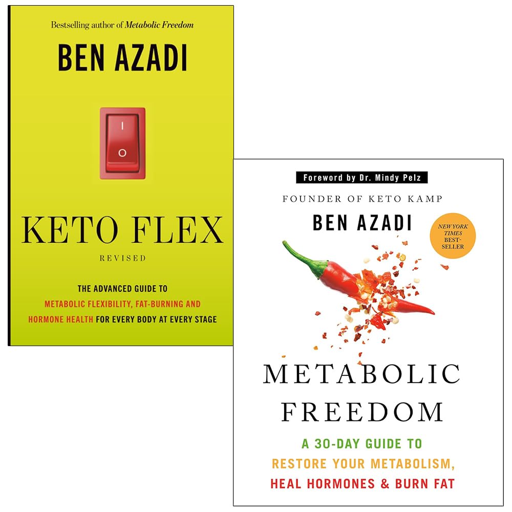Front covers of Ben Azadi's Keto Flex Revised and Metabolic Freedom paperback 2 book set