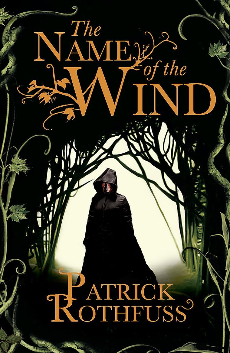 Back cover view of The Kingkiller Chronicle paperback collection set by Patrick Rothfuss, showing synopsis text.