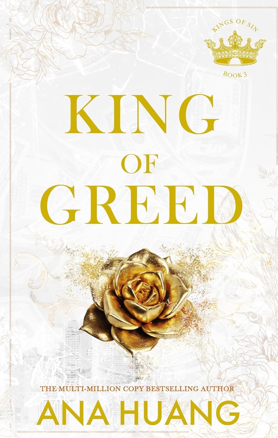 Kings of Sin Series by Ana Huang, close-up of the 5 paperback books collection set highlighting cover artwork.