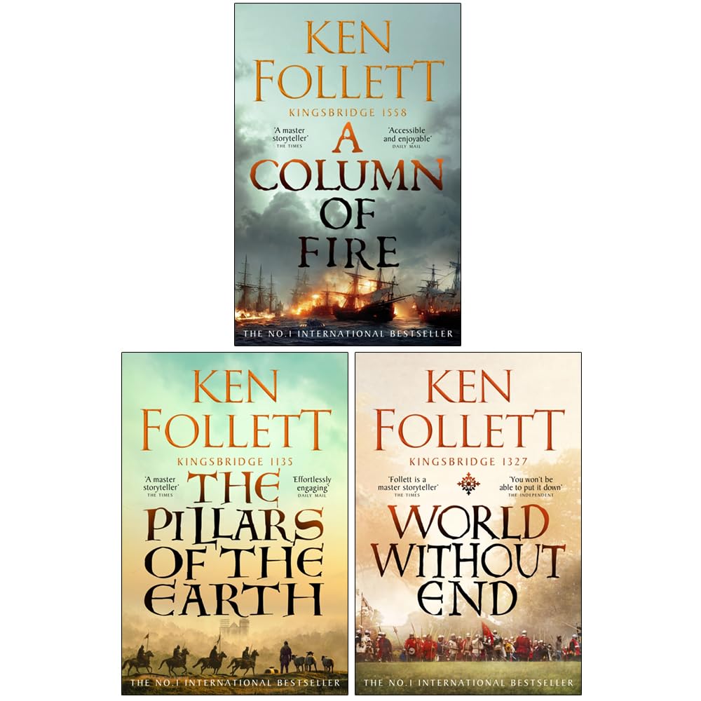 The Kingsbridge Novels by Ken Follett 3 book paperback collection set front cover