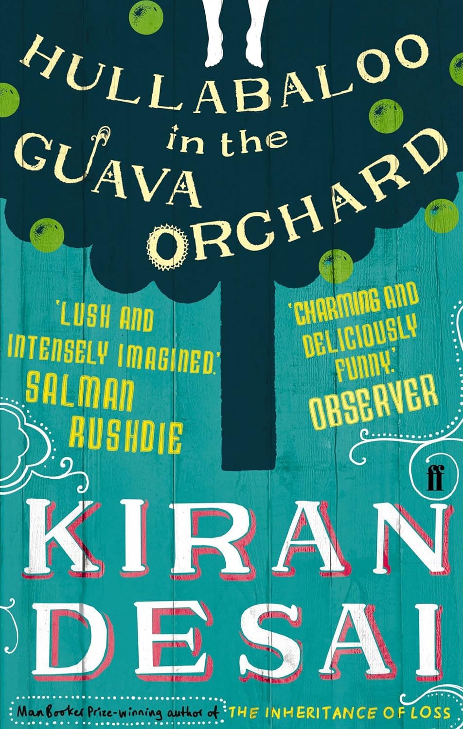 Close-up of an inside page spread from one of the Kiran Desai paperback novels in the collection set