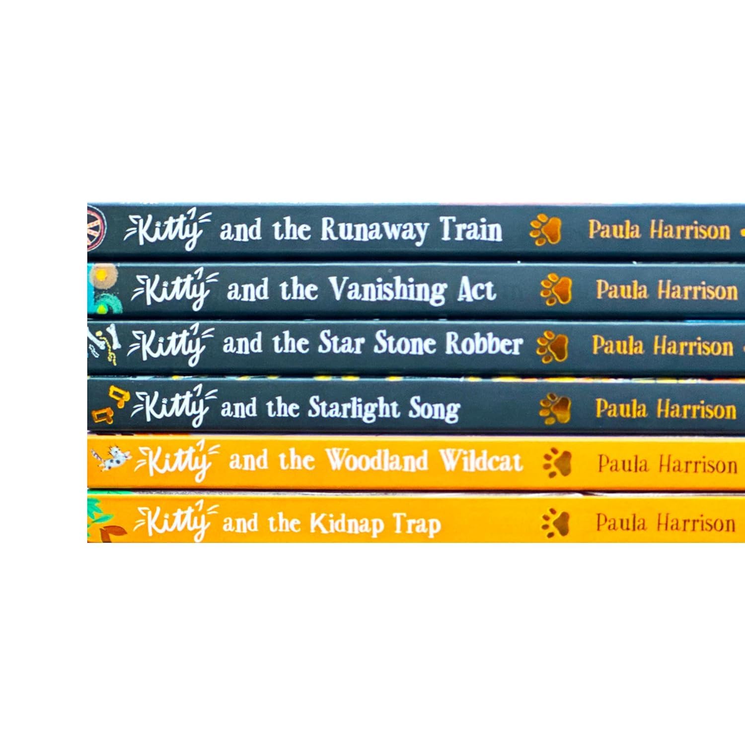 Inside page spread from a Kitty book by Paula Harrison showing chapter text and illustrations