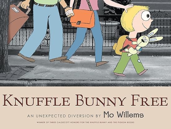 Knuffle Bunny by Mo Willems - individual paperback cover showing Trixie and her stuffed bunny