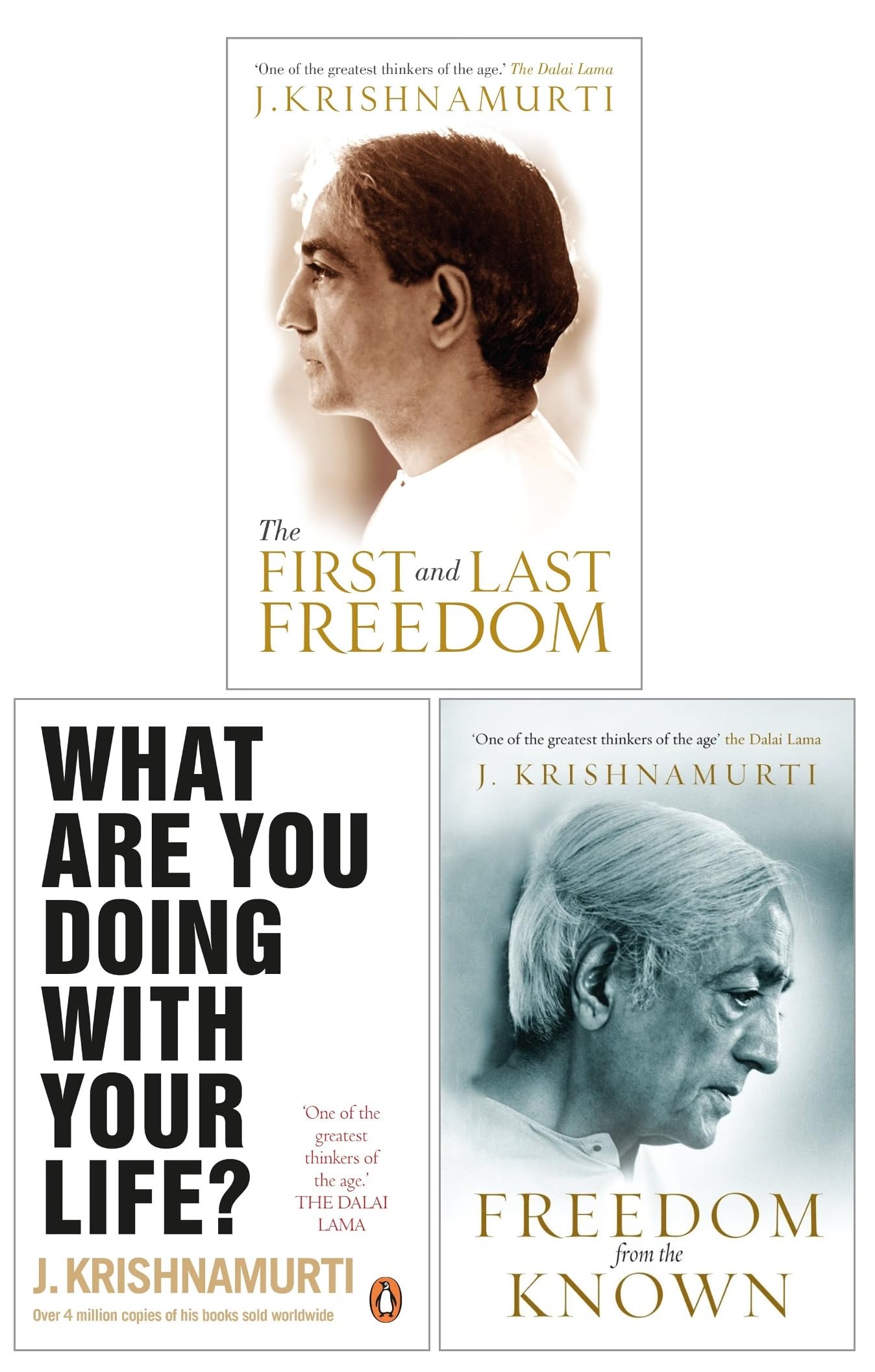 Front cover of J Krishnamurti Finding Inner Freedom 3 Books Collection Set paperback