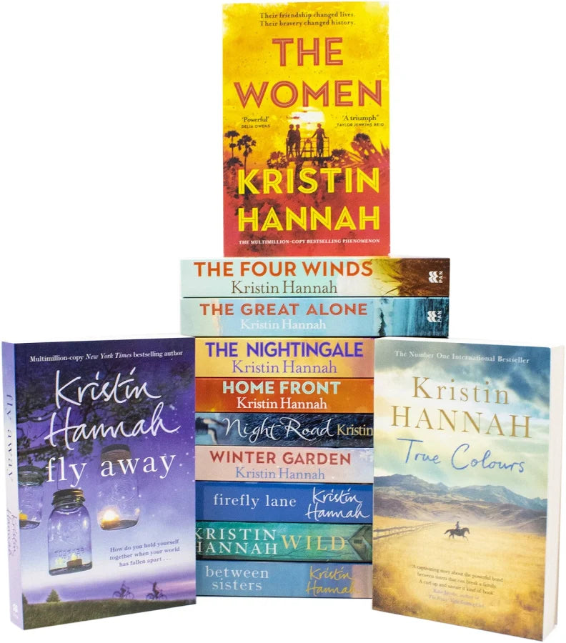 Kristin Hannah 12-book paperback set fanned out to display multiple novel covers side by side