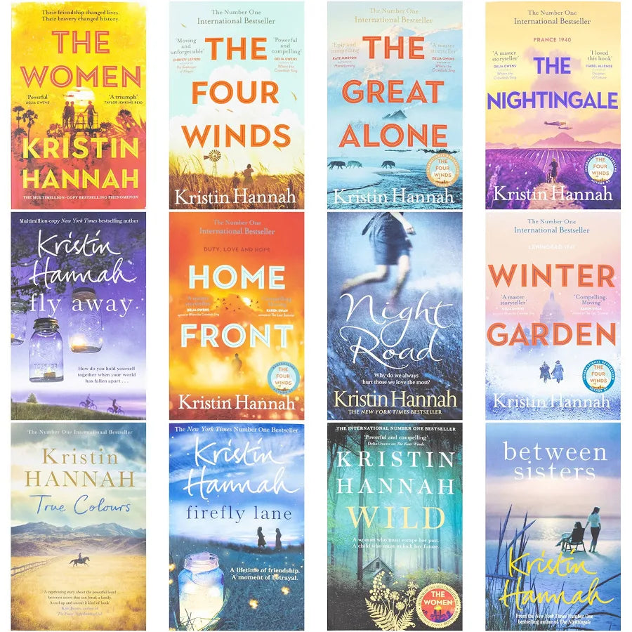 Full Kristin Hannah 12-book paperback set displayed together showing the complete fiction collection