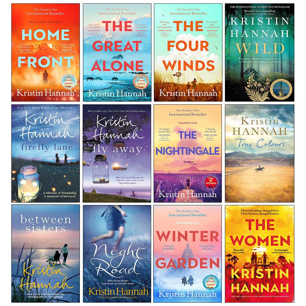 Kristin Hannah Collection 12 Books Set paperback front covers including The Nightingale, The Four Winds, and The Women