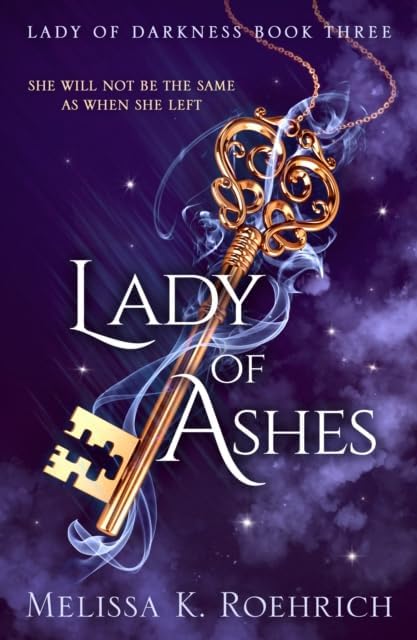 Spines of the six Lady of Darkness paperback books lined up, showing series titles by Melissa K. Roehrich.