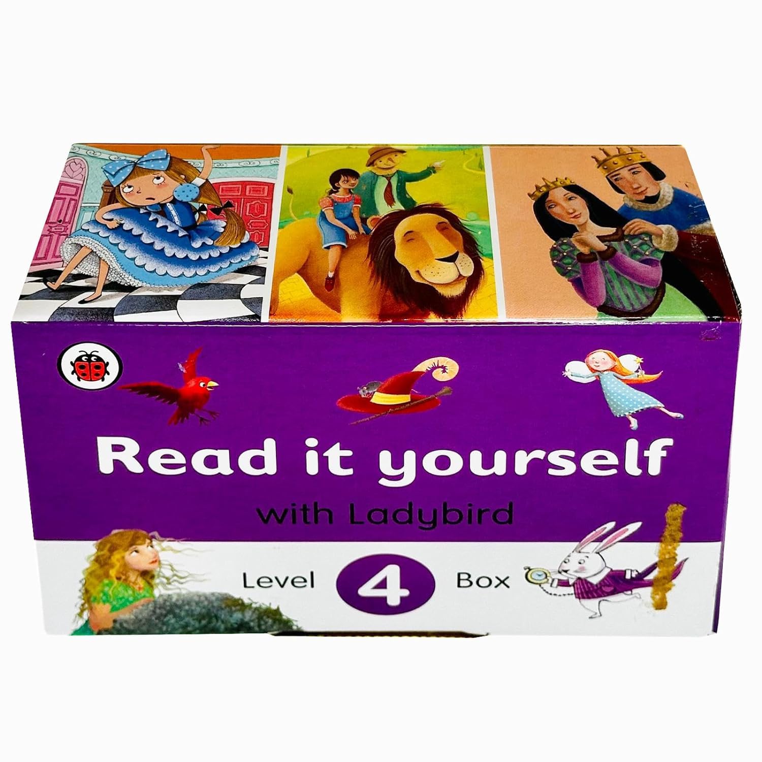 Ladybird Read It Yourself Level 4 8 Books Collection Box Set - front of tuck box showing all titles, ages 4-7 paperback
