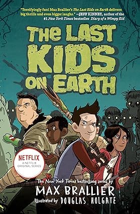 stacked spines of the Last Kids on Earth 11-book paperback set showing series branding