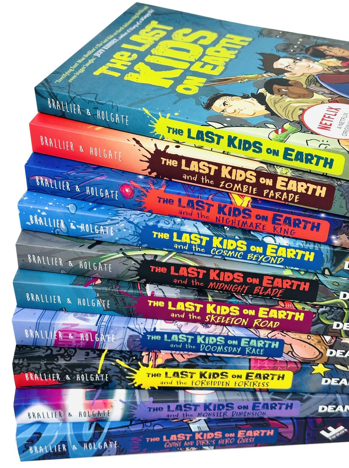 Close-up of Last Kids on Earth paperback covers showing Jack Sullivan and zombie monster illustrations