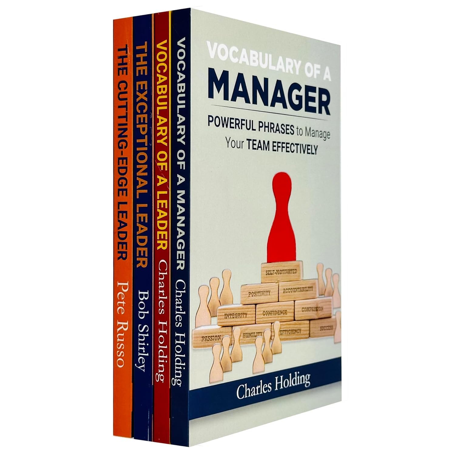 Close-up of The Cutting-Edge Leader and The Exceptional Leader paperback covers from the Leadwise leadership set