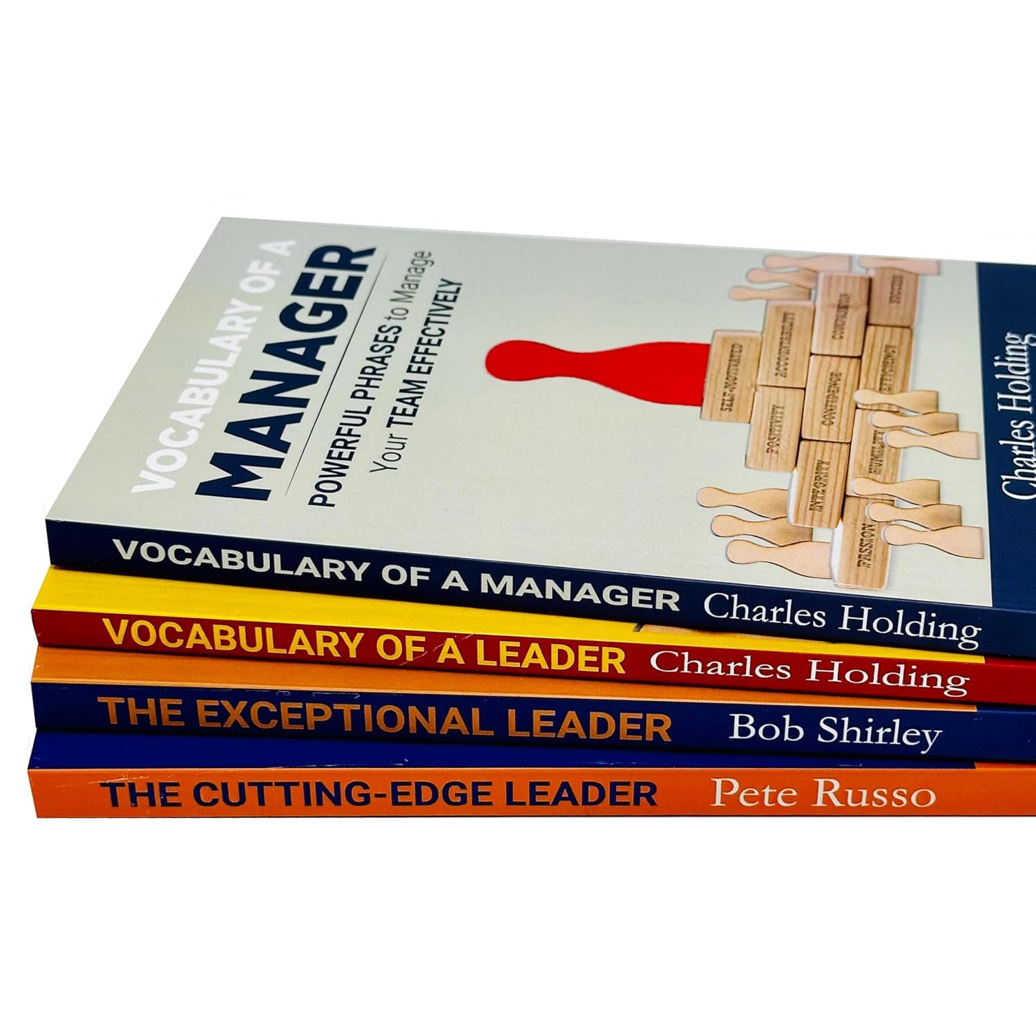 Stacked view of the Leadwise 4 Books Collection Set paperback spines, ideal for a leadership gift or office bookshelf