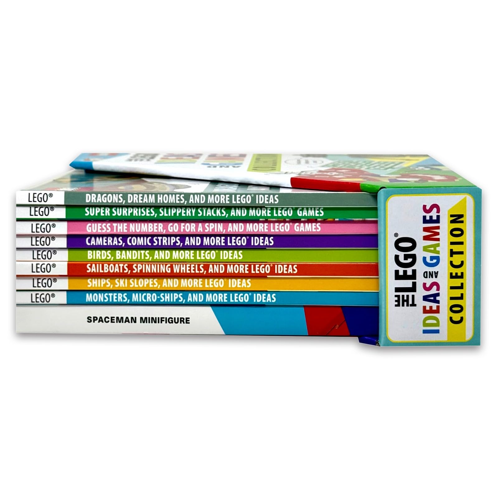Back cover of The LEGO Ideas and Games 8 Book Collection Set showing set description