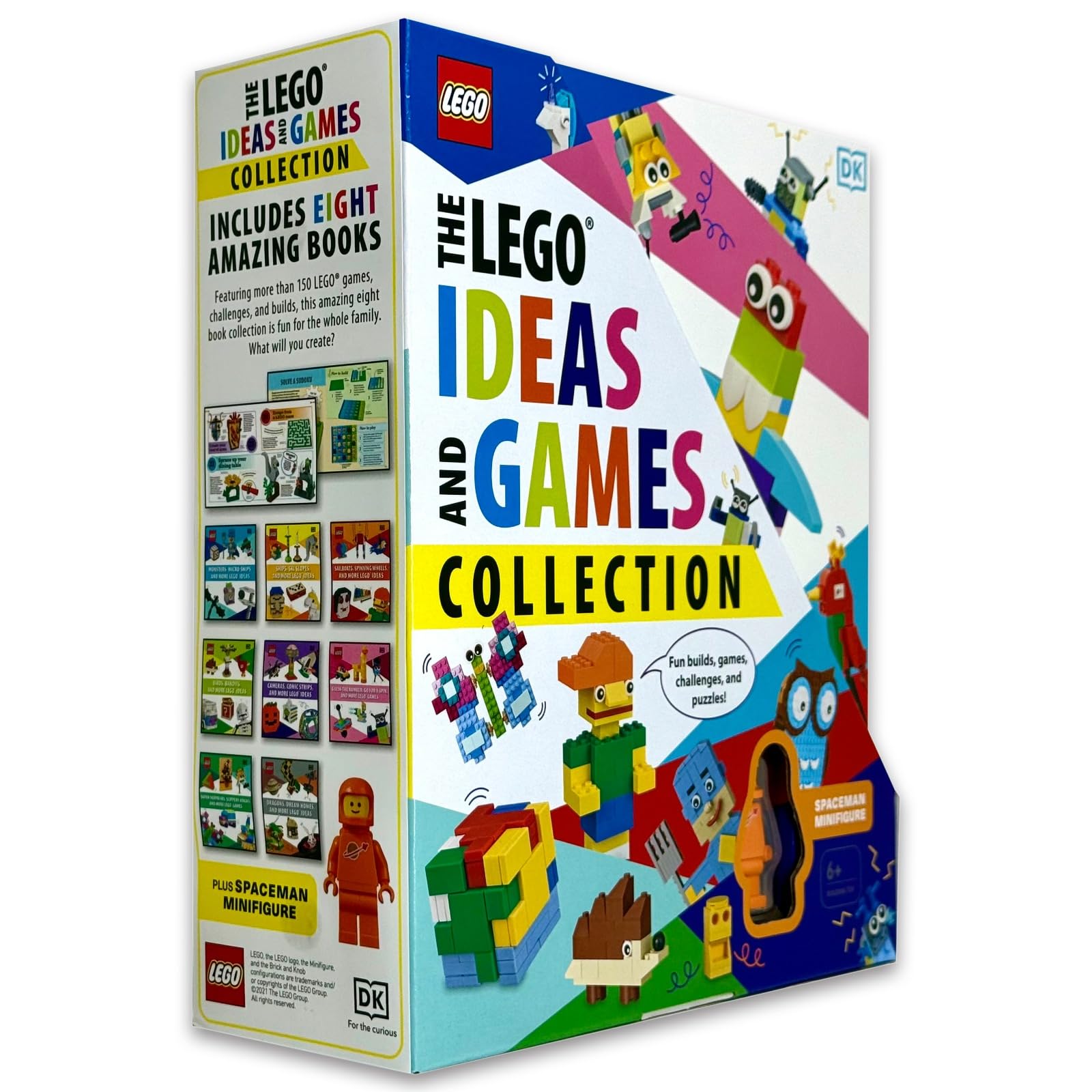 Front cover of The LEGO Ideas and Games 8 Book Collection Set hardcover box by DK