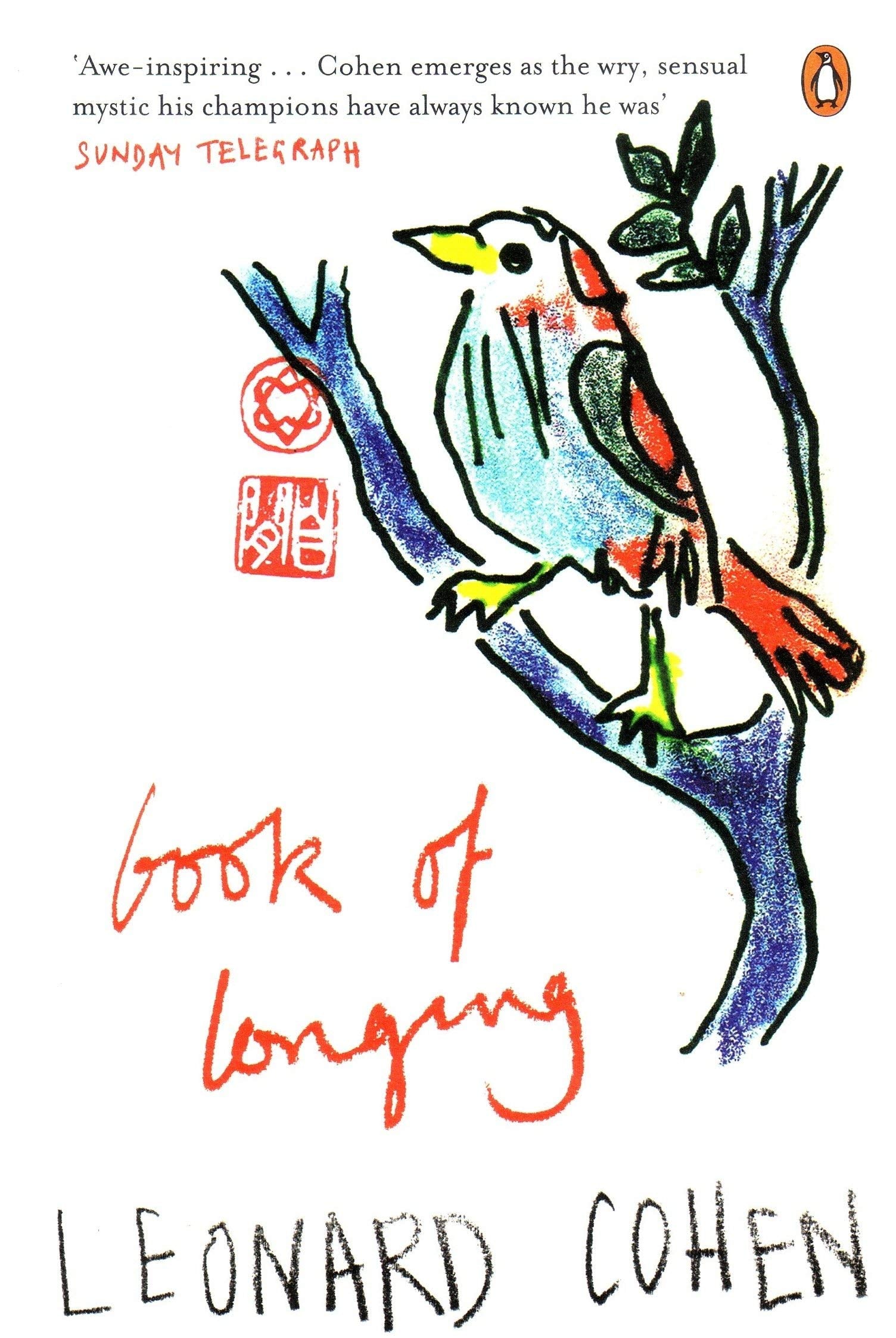 The Flame and Book of Longing paperback books shown together, Leonard Cohen 2 book poetry set