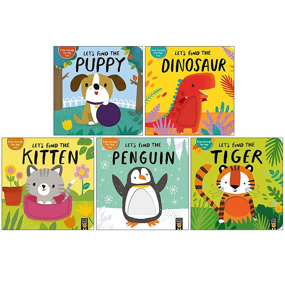 Let's Find the Puppy board book cover with felt flap and peep-through page detail
