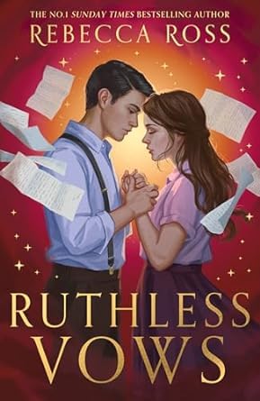 Close-up of Divine Rivals paperback cover art from the Letters of Enchantment series by Rebecca Ross