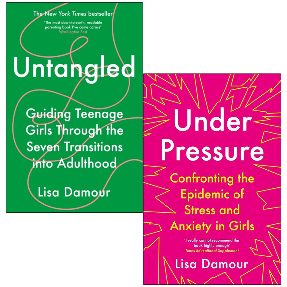Stacked view of the Lisa Damour 2-book paperback collection set, Untangled and Under Pressure