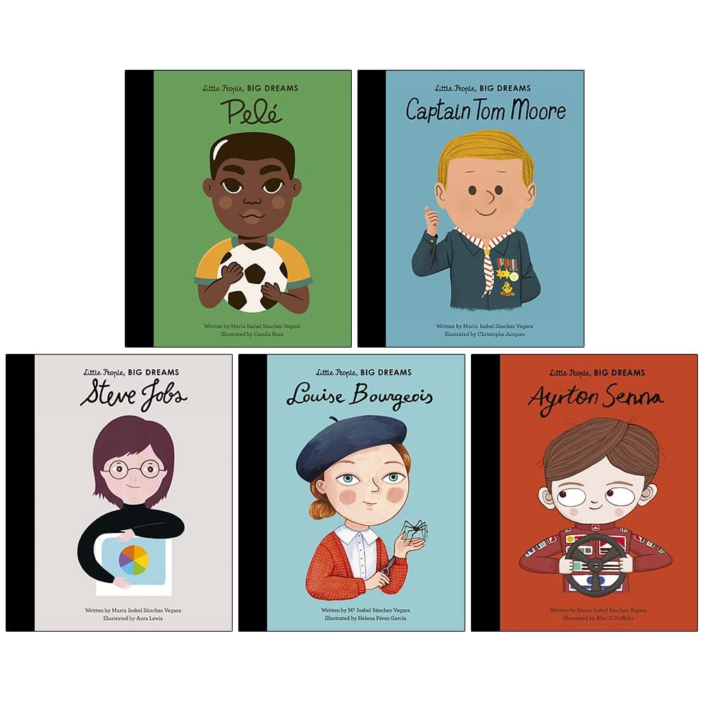 Close-up of the Little People, Big Dreams hardcover set showing colorful illustrated covers stacked together.