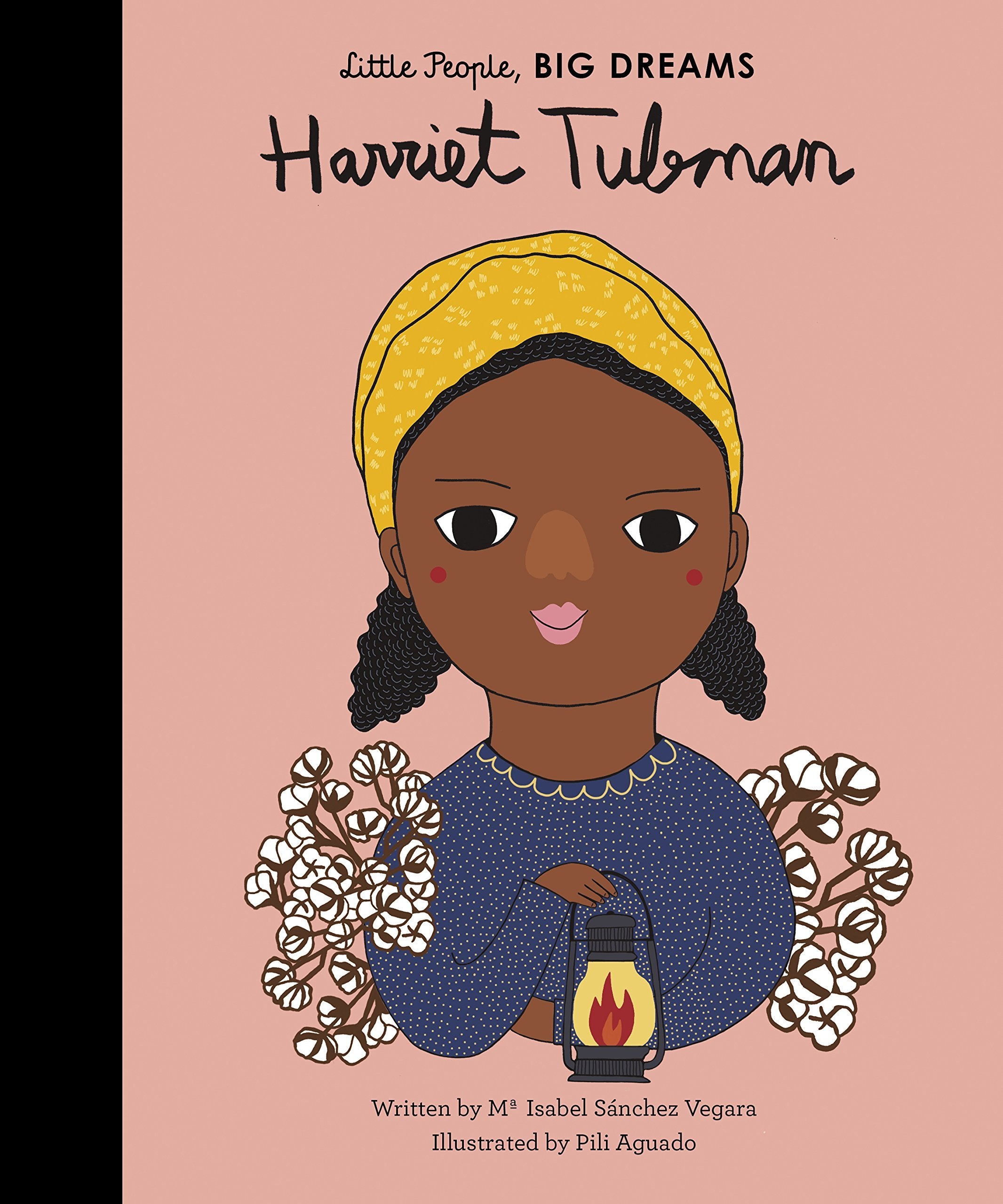 Angled view of the Little People, Big Dreams 5 book hardcover set showing Harriet Tubman cover illustration