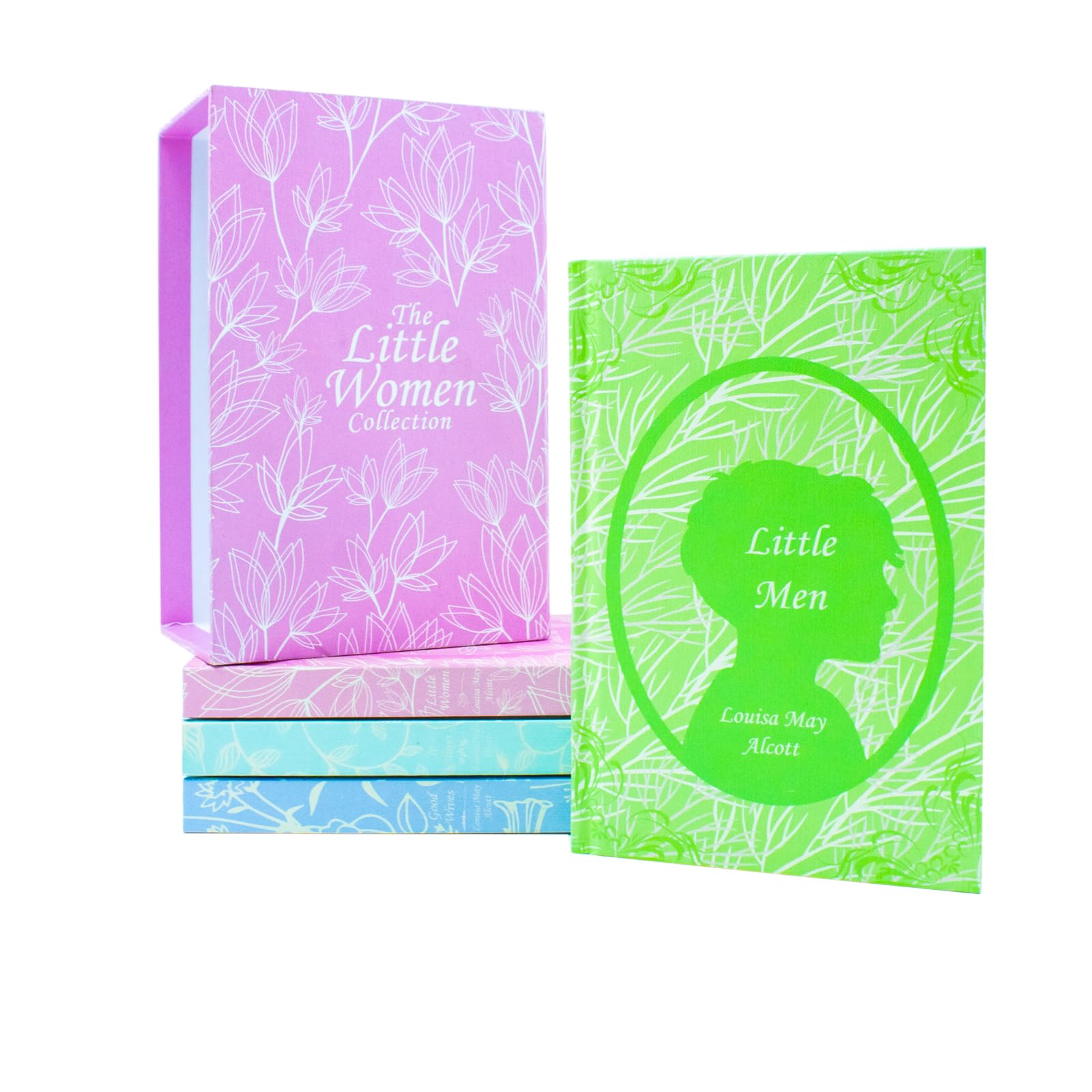Little Women 4 book hardback set stacked showing book thickness
