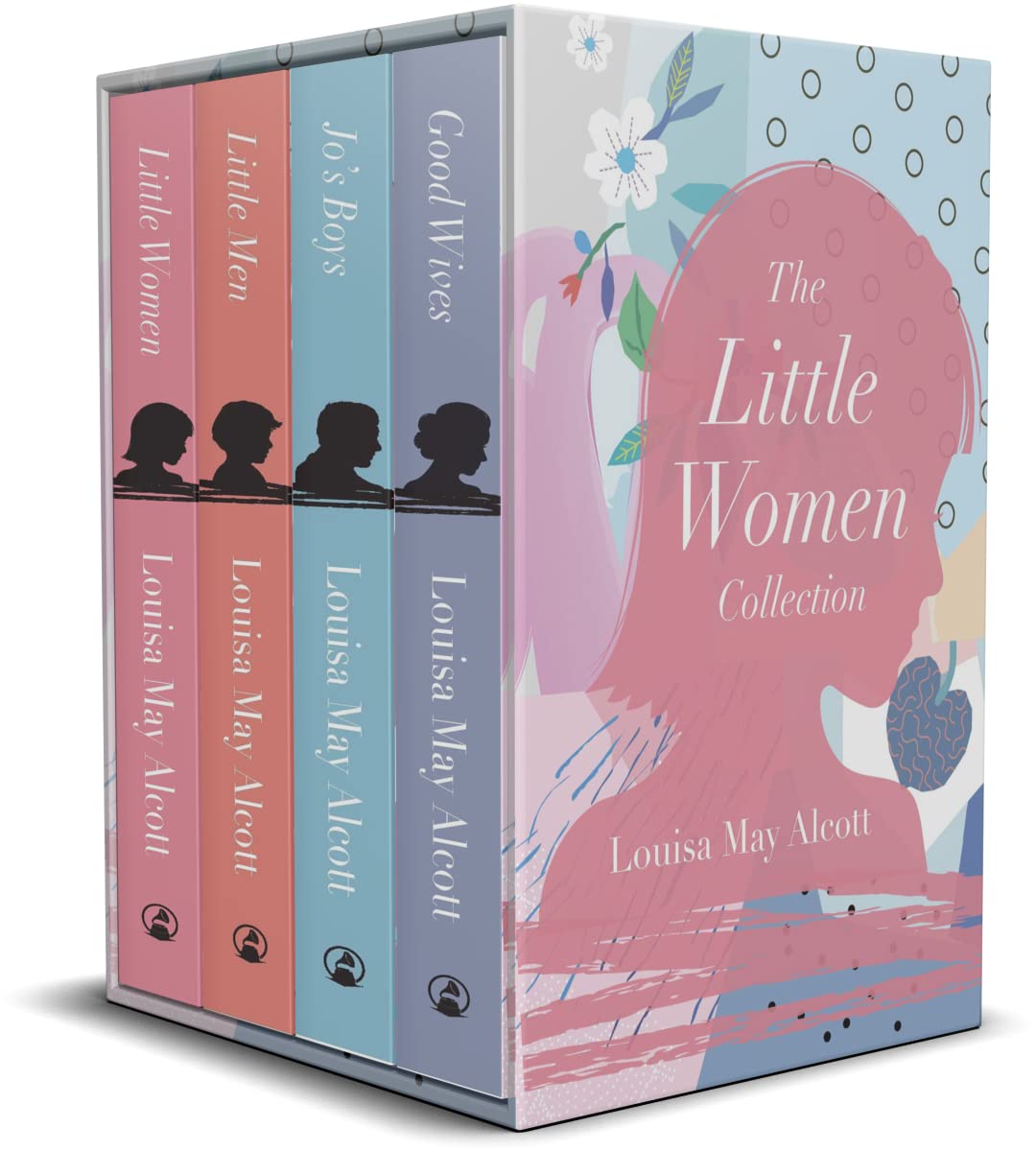 All four paperback titles in the Little Women Collection by Louisa May Alcott displayed together