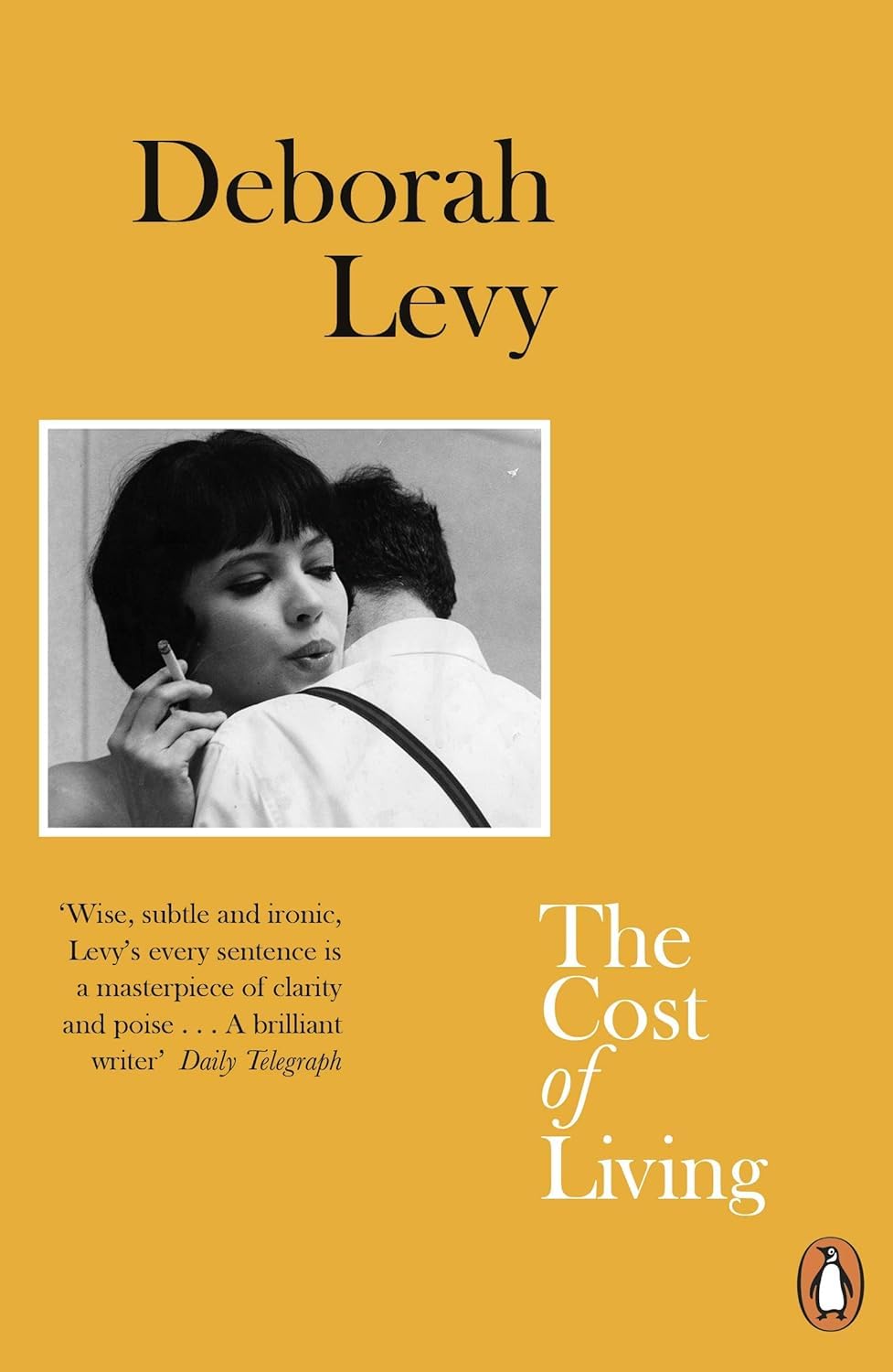 All three paperback spines of Deborah Levy's Living Autobiography trilogy fanned out together