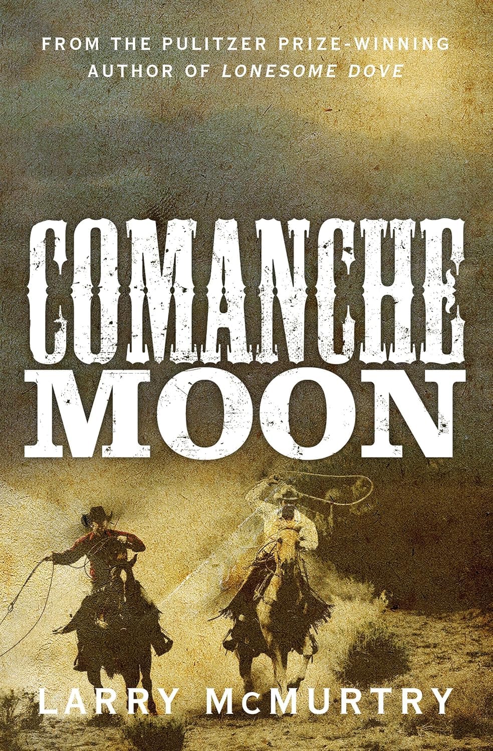 All four Lonesome Dove paperback books fanned out showing spines and covers