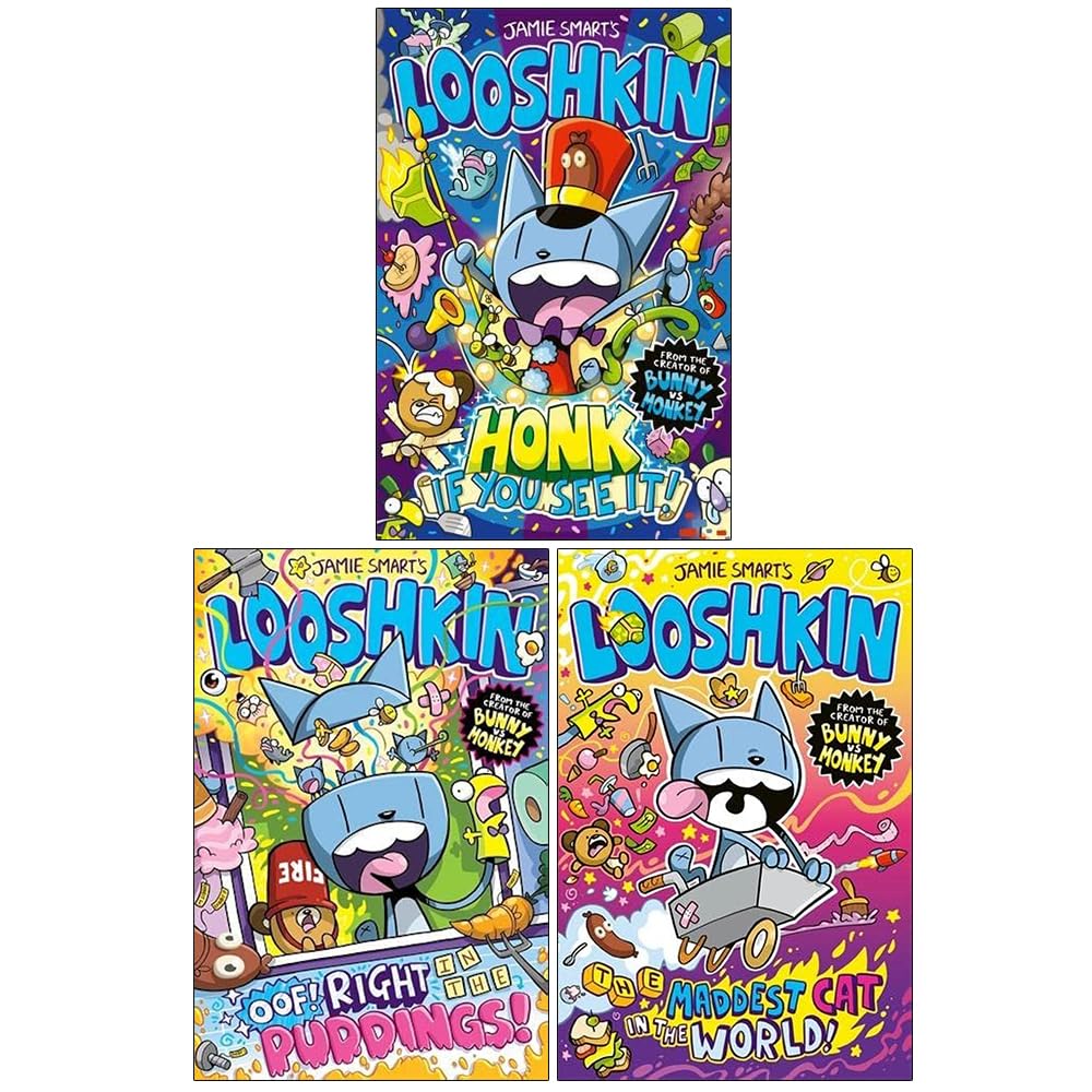 Front cover artwork for the Looshkin Series 3 Books Collection Set by Jamie Smart, paperback graphic novels for ages 7-9
