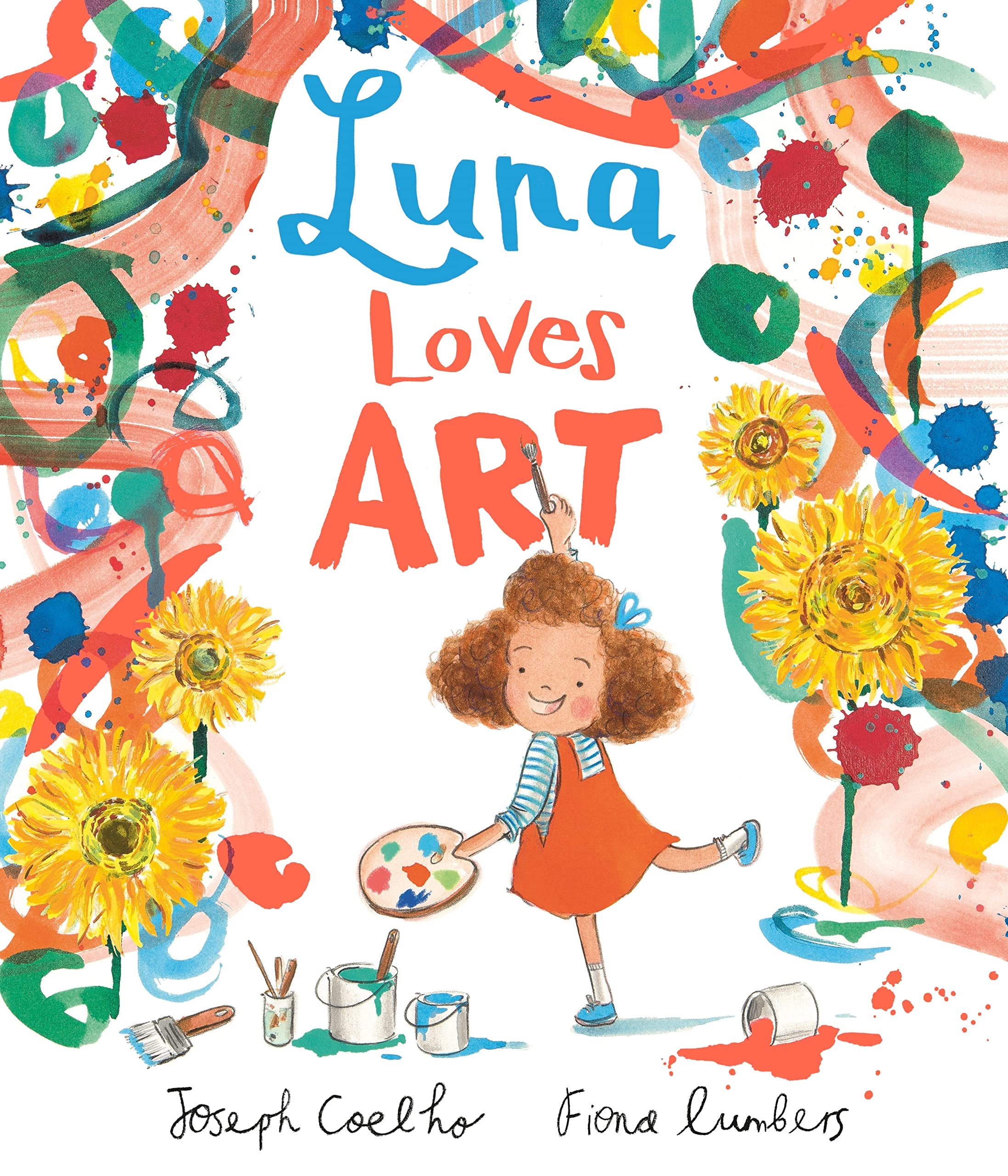 All three Luna Loves paperback picture books fanned out together showing Library Day, Art, and Dance covers