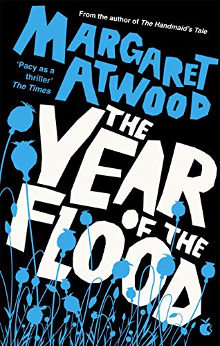 The three MaddAddam Trilogy paperback books by Margaret Atwood fanned out, showing spines and cover designs side by side.