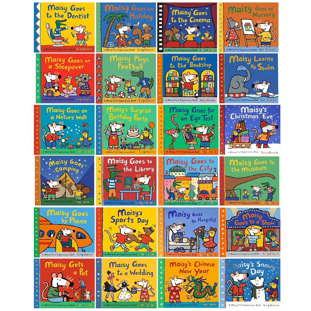 Maisy Mouse First Experiences 24 Books Collection Set by Lucy Cousins paperback - front cover set display
