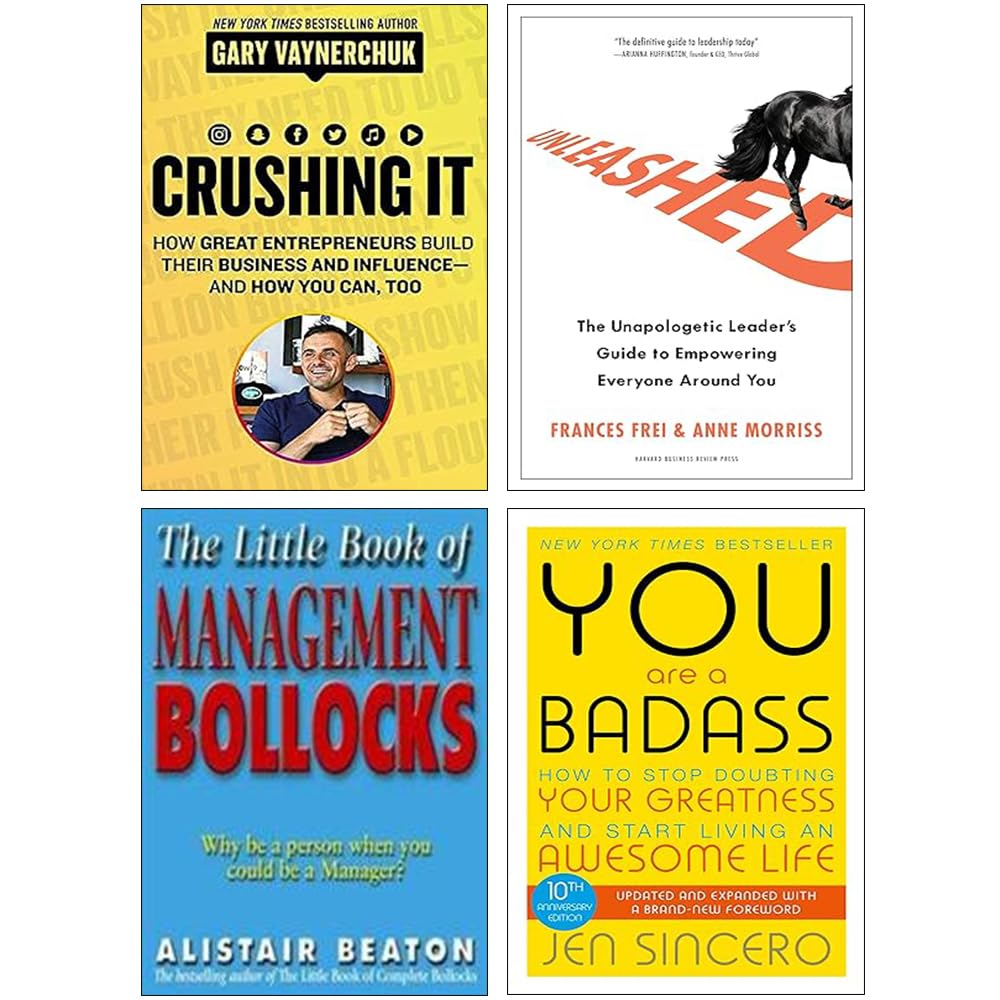 Management and Leadership Essentials 4 books collection set front cover, mixed hardcover and paperback, non fiction business books