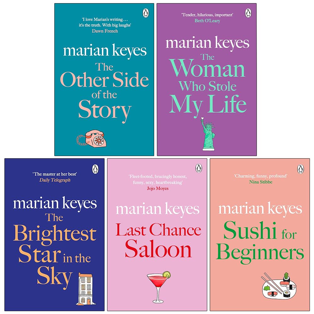 Marian Keyes 5 Books Collection Set paperback front covers showing The Other Side of the Story, The Woman Who Stole My Life, The Brightest Star in the Sky, Last Chance Saloon and Sushi for Beginners