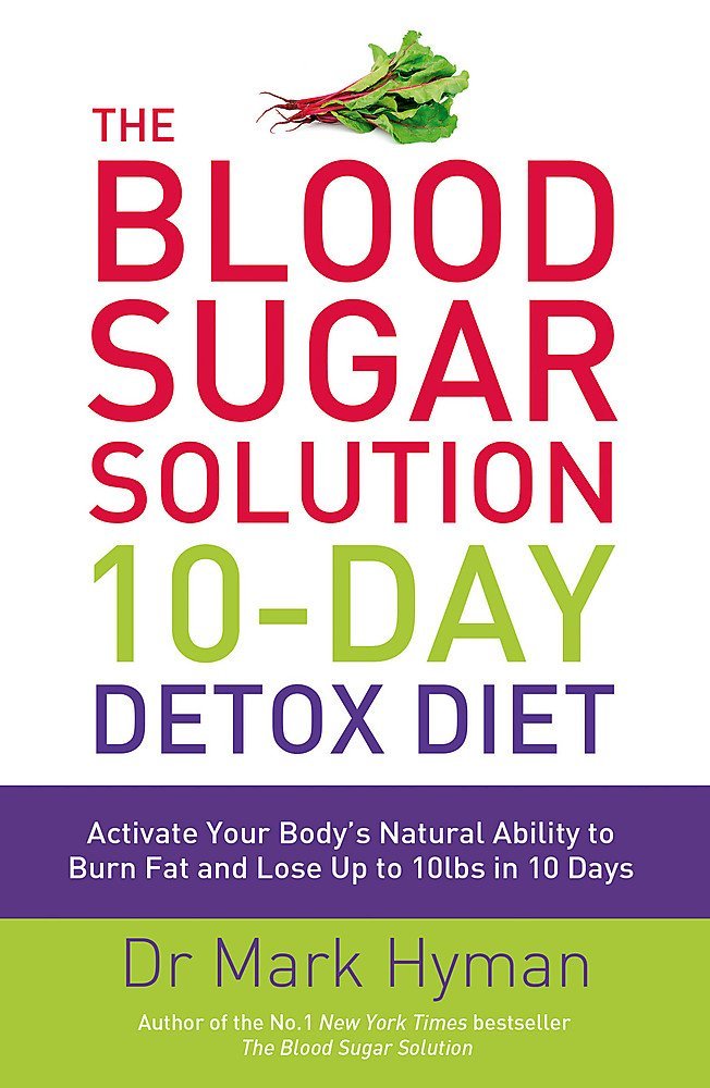 Close-up of The Blood Sugar Solution and 10-Day Detox Diet paperback covers from the Mark Hyman 4 book set