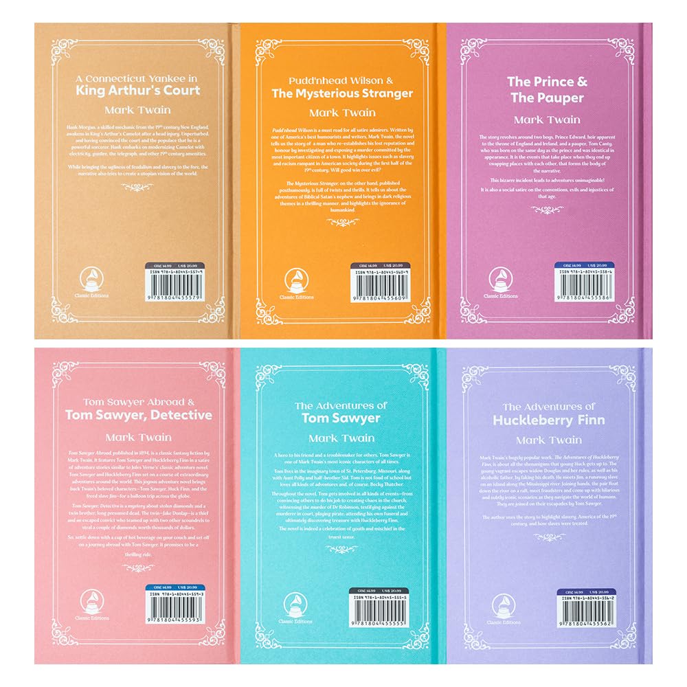 The Adventures of Tom Sawyer and The Adventures of Huckleberry Finn hardback covers from the Mark Twain collection set
