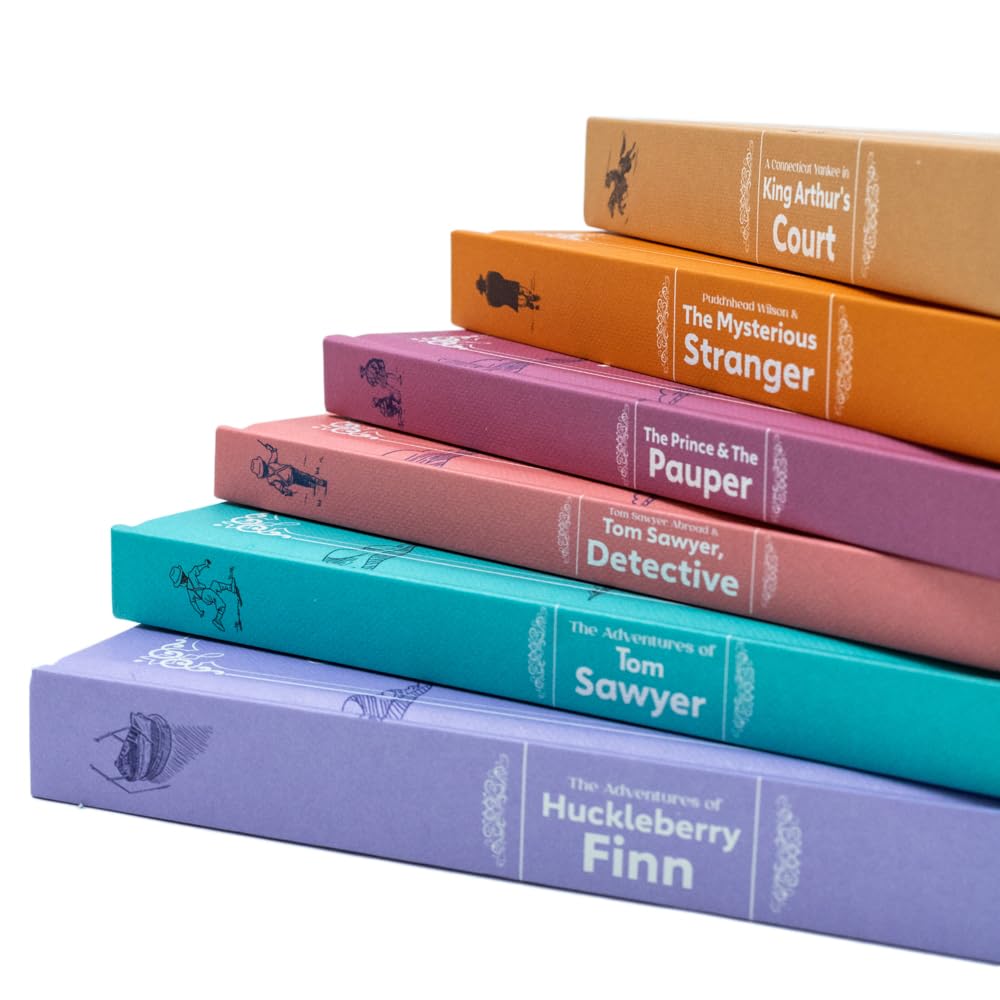 Tom Sawyer Abroad, Tom Sawyer Detective, Pudd'nhead Wilson and The Mysterious Stranger hardback covers from the collection set