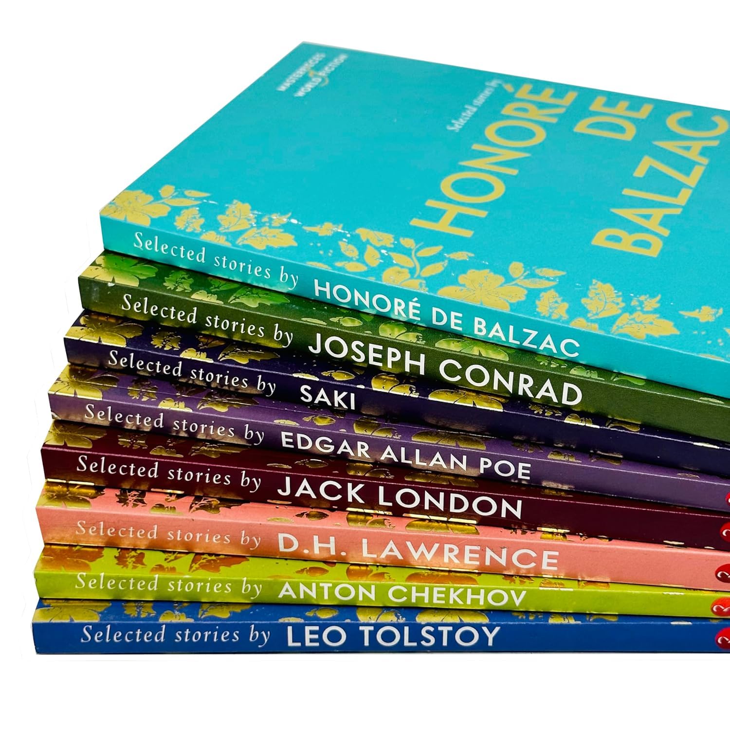 All eight Masterpieces of World Fiction Series 2 paperback books fanned out together showing the full Selected Stories collection