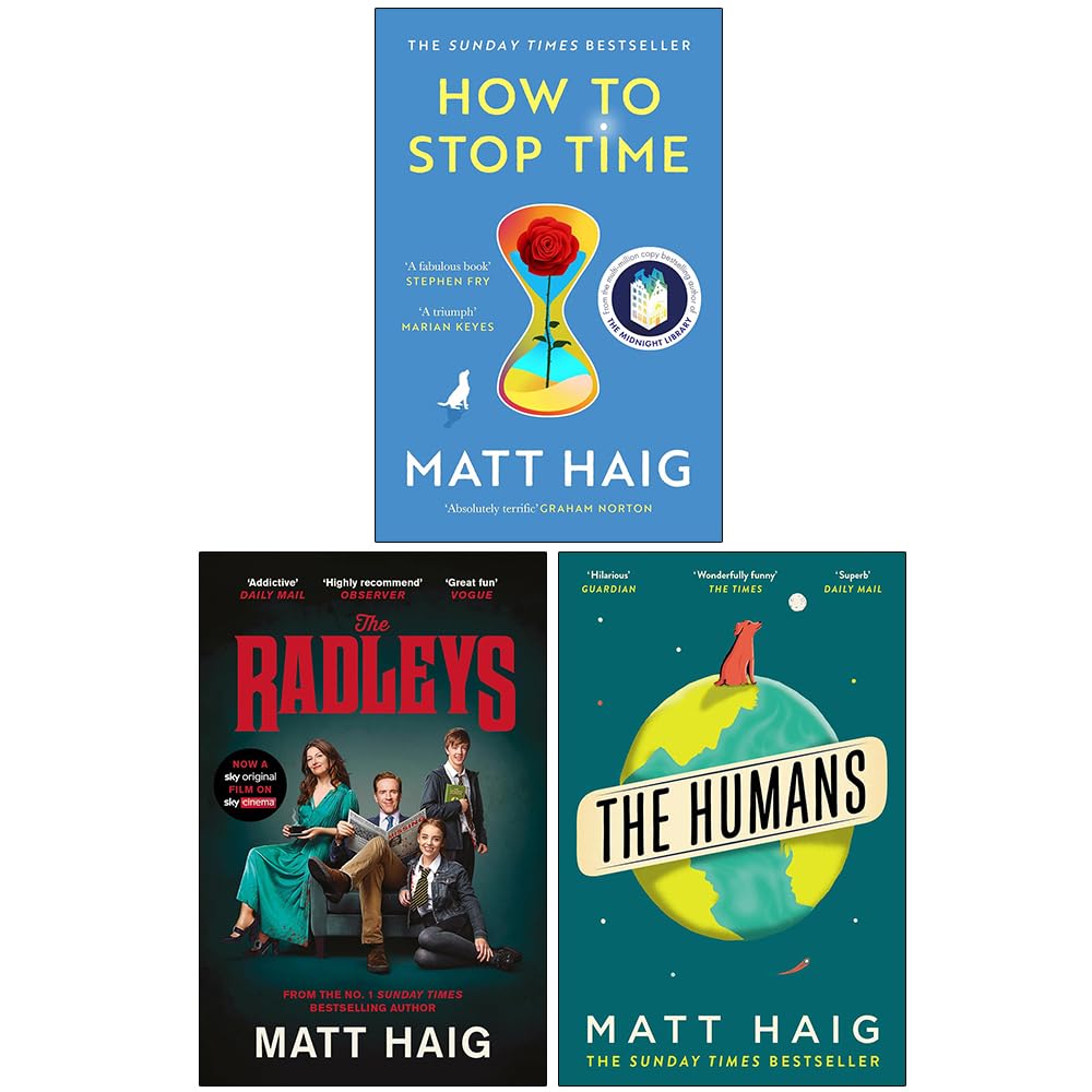 Matt Haig 3 book paperback collection fanned out showing all three spines and covers together