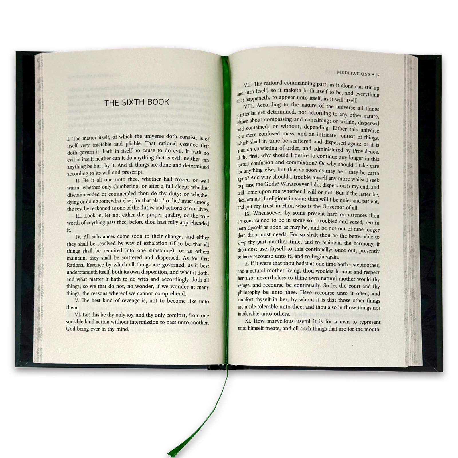 Close-up of decorative endpapers and gold-embossed detailing inside the Meditations hardcover edition
