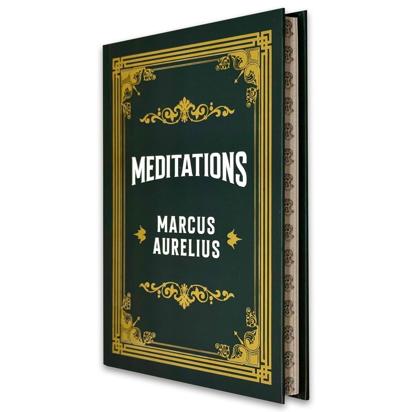 Front cover of Meditations by Marcus Aurelius, premium hardcover edition with gold-embossed inspired cover design