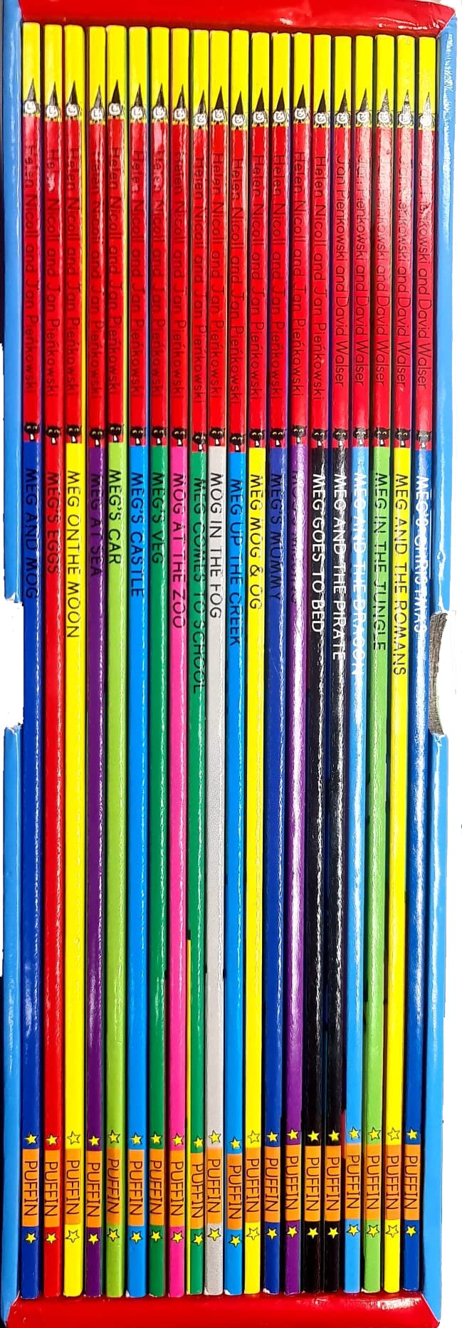 Meg and Mog 20-book collection set displayed alongside individual titles for size and format reference