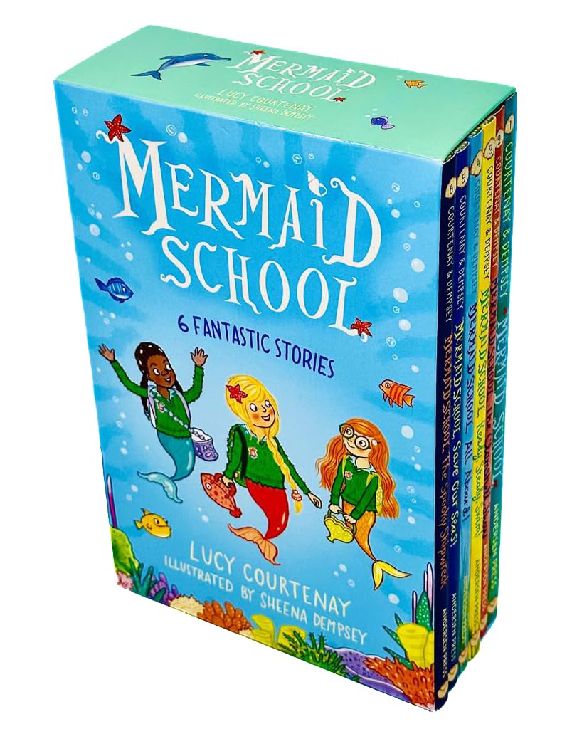 Mermaid School paperback box set - close-up of individual book covers showing Marnie Blue and undersea illustrations