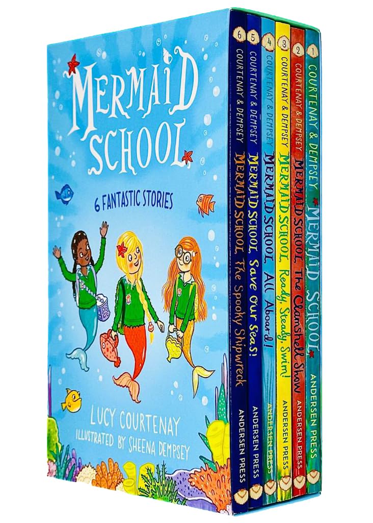 Mermaid School 6 Books Collection Set by Lucy Courtenay - front covers of all six paperback books fanned out