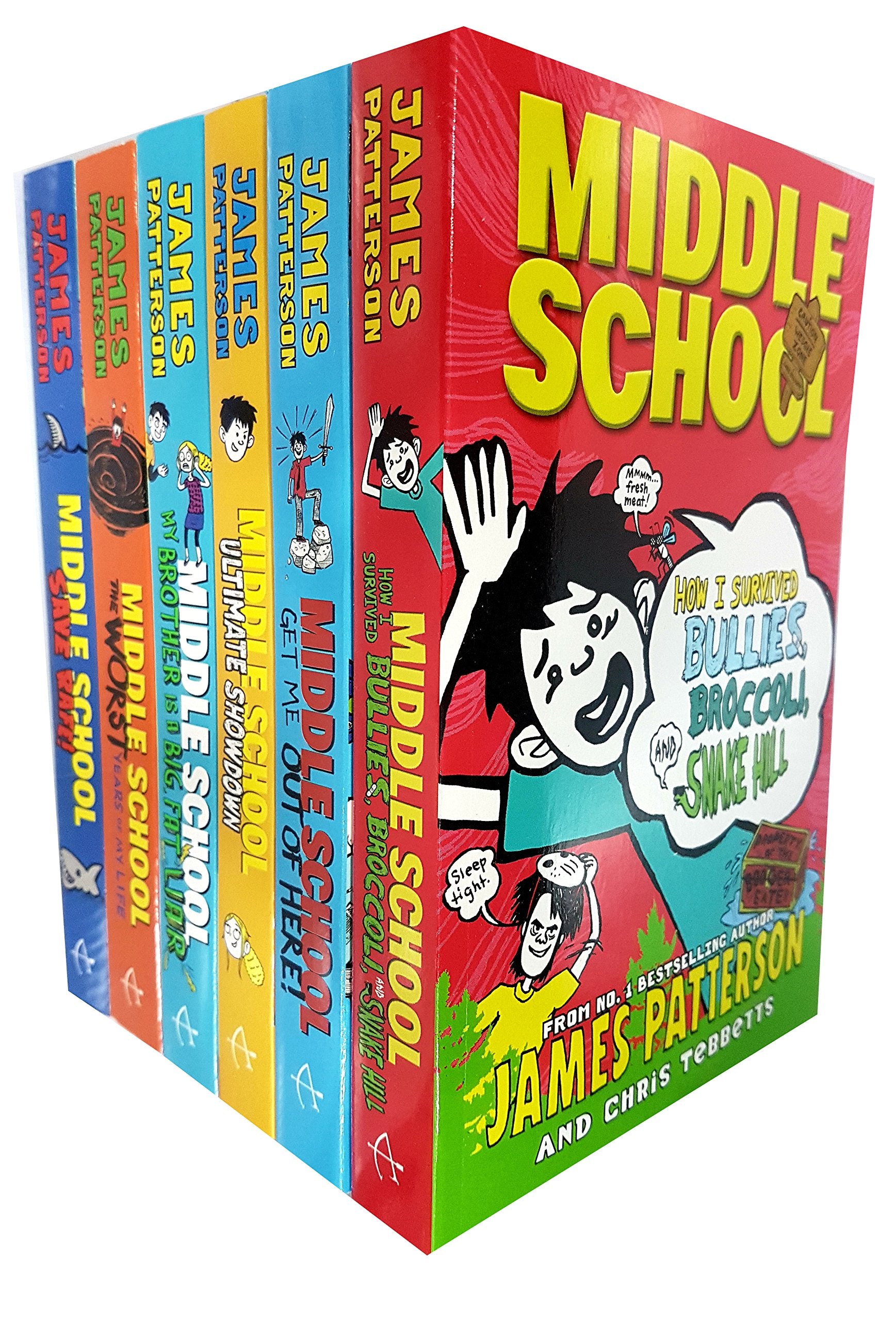 Middle School by James Patterson 7 Books Collection Set paperback front cover artwork