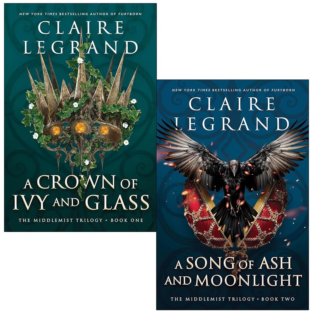 The Middlemist Trilogy 2 Books Collection Set by Claire Legrand - front covers of A Crown of Ivy and Glass and A Song of Ash and Moonlight paperbacks